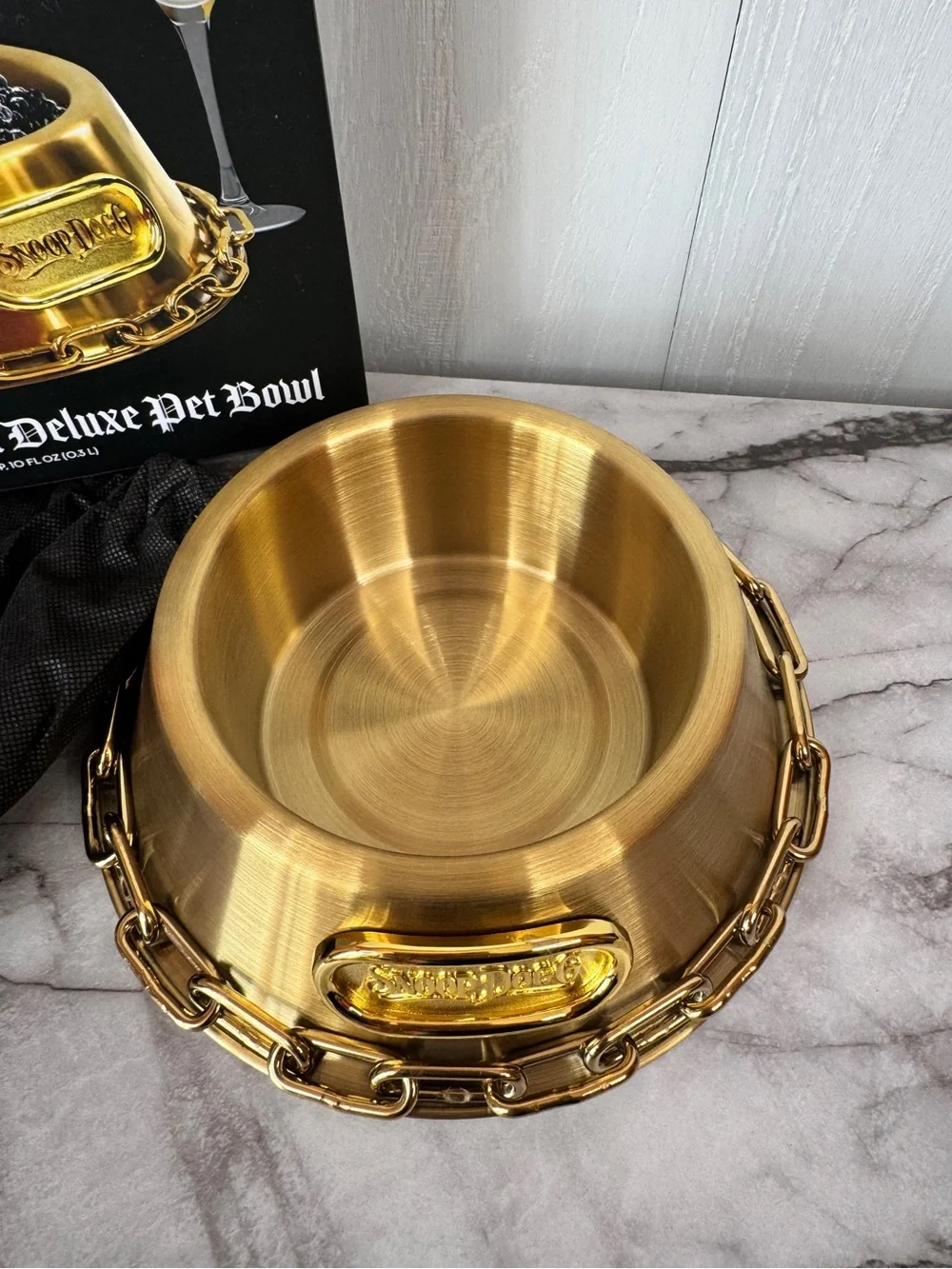Snoop Doggie Doggs Off the Chain Deluxe Gold Pet Bowl, 1 Cup